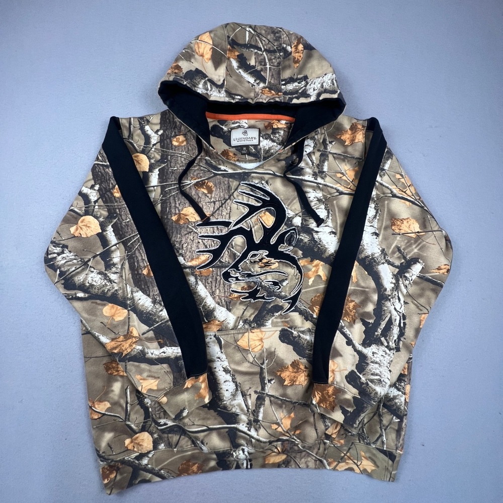 Legendary Whitetails Hoodie Mens XL Camo Buck Logo Pullover Hunting Outdoors